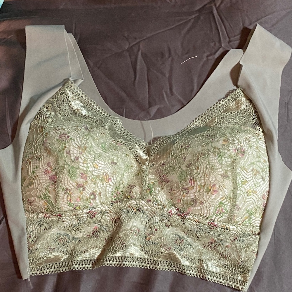 Floral Lace Bra with Sheer Straps